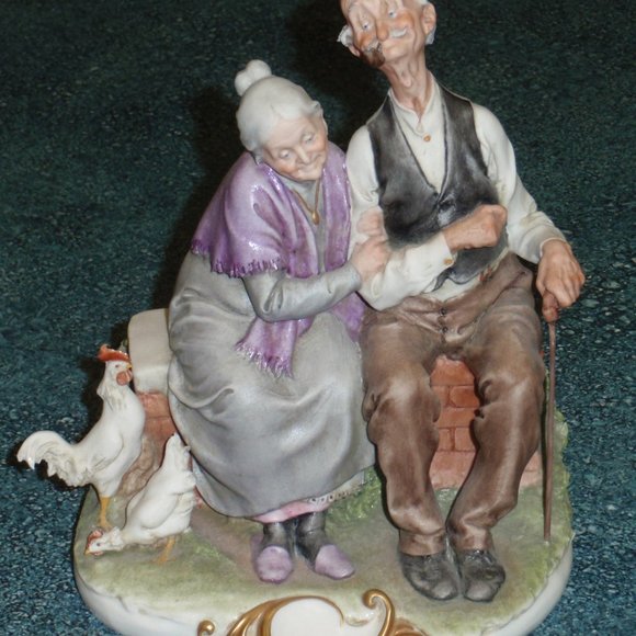 Giuseppe Cappe Statue Gruppo Vecchietti Figurine Capodimonte Old Couple In Love! - Picture 10 of 11